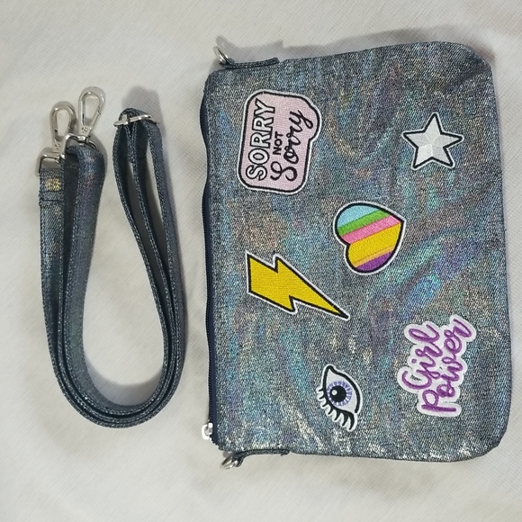 ISCREAM GIRLS PURSE " GIRL POWER ON FRONT IN SPARKLY BLUE - Picture 4 of 8